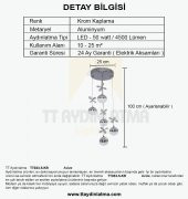 TT Aydınlatma TT033-5-KR  Kelebek Toplu Model Krom Kaplama 5 li 3 Renk Modüllü Ledli Avize thumbnail 4