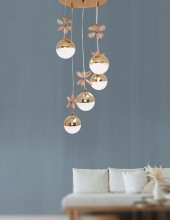 TT Aydınlatma TT033-5-SR  Kelebek Toplu Model Sarı Kaplama 5 li 3 Renk Modüllü Ledli Avize thumbnail 3