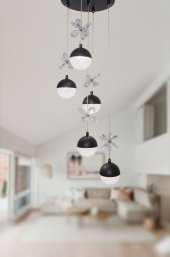 TT Aydınlatma TT033-5-SY  Kelebek Toplu Model Mat Siyah 5 li 3 Renk Modüllü Ledli Avize - 2