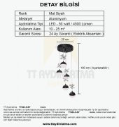 TT Aydınlatma TT033-5-SY  Kelebek Toplu Model Mat Siyah 5 li 3 Renk Modüllü Ledli Avize - 4