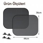 Polham Vantuzlu Araç Yan Cam Güneşlik 2Adet Set 36x44cm Oto Yan Cam Perdesi Güneşliği - 6