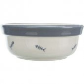Trixie Kedi Mama ve Su Kabı, Seramik, 0,3lt / 12cm Beyaz/Mavi-Gri - 1