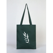 Gedene Zeytin Dalı Baskılı Doğal Gabardin Yeşil Bez Çanta - 1