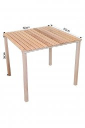 Exent Masif Ahşap Taşıma çantalı Katlanır Kamp masası, balkon bahçe plaj piknik sehpası, 60x60  / h:50 cm - 1