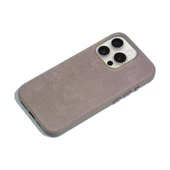 Apple iPhone 15 Pro Kılıf Magsafe Nubuk Tarzı Mikro Fiber Mimoza Kapak - 4
