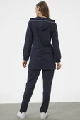 Kapüşonlu Biye Detaylı Fermuarlı Eşofman Takımı - Lacivert thumbnail 6