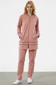 Büyük Beden Tunik Eşofman Takım - Pembe - 1