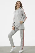 Çift Renk Kapüşonlu Eşofman Takım - Gri thumbnail 5