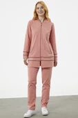 Büyük Beden Tunik Eşofman Takım - Pembe - 4