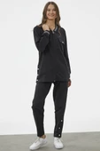 Örme Yaka Fermuarlı Tunik Eşofman Takım - Siyah thumbnail 3