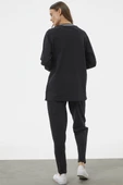 Örme Yaka Fermuarlı Tunik Eşofman Takım - Siyah thumbnail 6