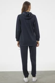 Dalgıç Kumaş Kapüşonlu Tunik Eşofman Takım - Lacivert thumbnail 5