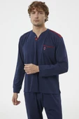 Hakim Yaka Cepli Pijama Takım - Lacivert - 3