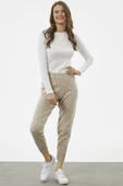Jogger Rahat Kalıp Triko Pantolon - Bej - 3