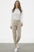 Jogger Rahat Kalıp Triko Pantolon - Bej - 1