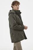 İçi Komple Pelüş Kapüşonlu Mont - Haki - 4