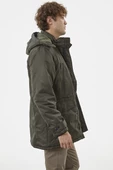 İçi Komple Pelüş Kapüşonlu Mont - Haki - 5