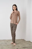 Pjs 24512 Kadın Leopar Desenli Patlı Pijama Takım - 8