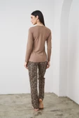 Pjs 24512 Kadın Leopar Desenli Patlı Pijama Takım - 12