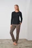 Pjs 24512 Kadın Leopar Desenli Patlı Pijama Takım - 2