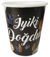 BARDAK KARTON İYİKİ DOĞDUN BALONLU SİYAH 8OZ 8 ADET thumbnail 1