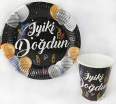 BARDAK KARTON İYİKİ DOĞDUN BALONLU SİYAH 8OZ 8 ADET thumbnail 4