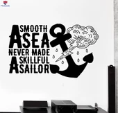 Duvar Oturma Odası, Ofis, Dükkan Sticker Okyanus Alıntı Pürüzsüz Deniz Asla Yapılmamış Becerikli Denizci Eşsiz Hediyelik - 1