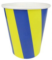 BARDAK KARTON ÇİZGİLİ SARI LACİVERT 8 ADET thumbnail 1
