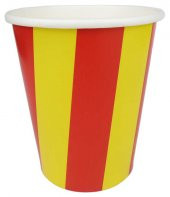 BARDAK KARTON ÇİZGİLİ SARI KIRMIZI 8 OZ 8 ADET - 1