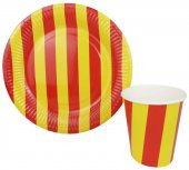 BARDAK KARTON ÇİZGİLİ SARI KIRMIZI 8 OZ 8 ADET - 3