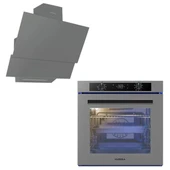2li Ankastre Set(88 Litre A-68 Sgf3 Platinum Metalik Gri Ankastre Dijital Fırın  DA-835 Davlumbaz) - 1