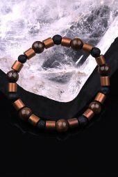 Bronzit - Hematit - Lav Doğal Taş Tasarım Bileklik thumbnail 2