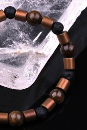 Bronzit - Hematit - Lav Doğal Taş Tasarım Bileklik thumbnail 3