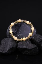 Sitrin - Golden Rutil Kuvars - Kalsit Doğal Taş Tasarım Bileklik thumbnail 2