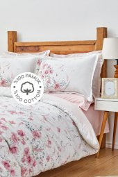 Dalila Pembe %100 Pamuk Çift Kişilik Nevresim Takımı - 5