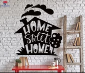 Duvar Oturma Odası, Ofis, Dükkan Sticker Ev Tatlı Ev Oturma Odası Alıntı Sözler Ev Dekor Benzersiz Hediyelik thumbnail 1