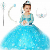 TARLATANLI ELSA KOSTÜMÜ FROZEN ELSA ANNA SİMLİ KOSTUM KARLAR ÜLKESİ ELSA KOSTÜM ELSA ÇOCUK ABİYESİ - 1
