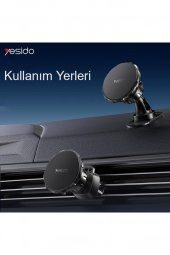 C153 Yapışkanlı/Izgara Klipsli Geçmeli Mıknatıslı Manyetik Magsafe Araç İçi Telefon Tutucu - 4