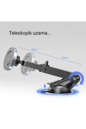 EH211 Vakumlu Ayarlanabilir Vantuzlu Manyetik Mıknatıslı Magsafe Araç İçi Telefon Tutucu - 4