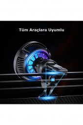 GW02 Izgara Klipsli Işıklı Soğutmalı Ayaklı 30W Kablosuz Şarjlı Magsafe Araç İçi Telefon Tutucu - 5