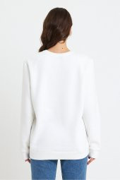 Kadın Bisiklet Yaka Rahat Kalıp 3 iplik Kalın Brooklyn Baskılı Sweatshirt SPR24sw29 - 5