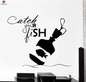 Duvar Oturma Odası, Ofis, Dükkan Sticker Motivasyon Alıntı Balığını Yakala Ev Iç Dekor Benzersiz Hediyelik thumbnail 1