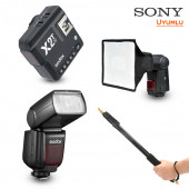 Godox TT685II-S Sony Flaş Full Set (Tepe Flaş + Tetikleyici + Portable Boom + Softbox) thumbnail 1