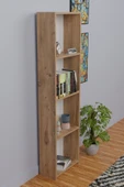 5 Raflı Kitaplık Arkalıklı Dar Raf Kütüphane 170 cm Atlantik Çam - 3
