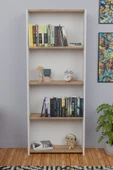5 Raflı Kitaplık Arkalıklı Geniş Raf Kütüphane 170 cm Beyaz - Atlantik Çam - 2