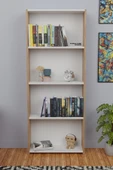 5 Raflı Kitaplık Arkalıklı Geniş Raf Kütüphane 170 cm Atlantik Çam - Beyaz - 2