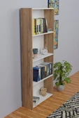 5 Raflı Kitaplık Arkalıklı Geniş Raf Kütüphane 170 cm Atlantik Çam - Beyaz - 3