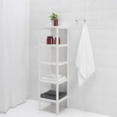 Masif Kavak Banyo Raf Ünitesi 37x140 MeridyenDukkan Kare Model Banyo Rafı Beyaz Renk Banyo Düzenleyici - 3