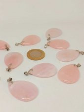 Pembe Kuvars Taşı Büyük Boy Damla Şekilli Kolye Ucu (42605) thumbnail 1