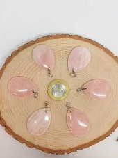 Pembe Kuvars Taşı Büyük Boy Damla Şekilli Kolye Ucu (42605) thumbnail 3